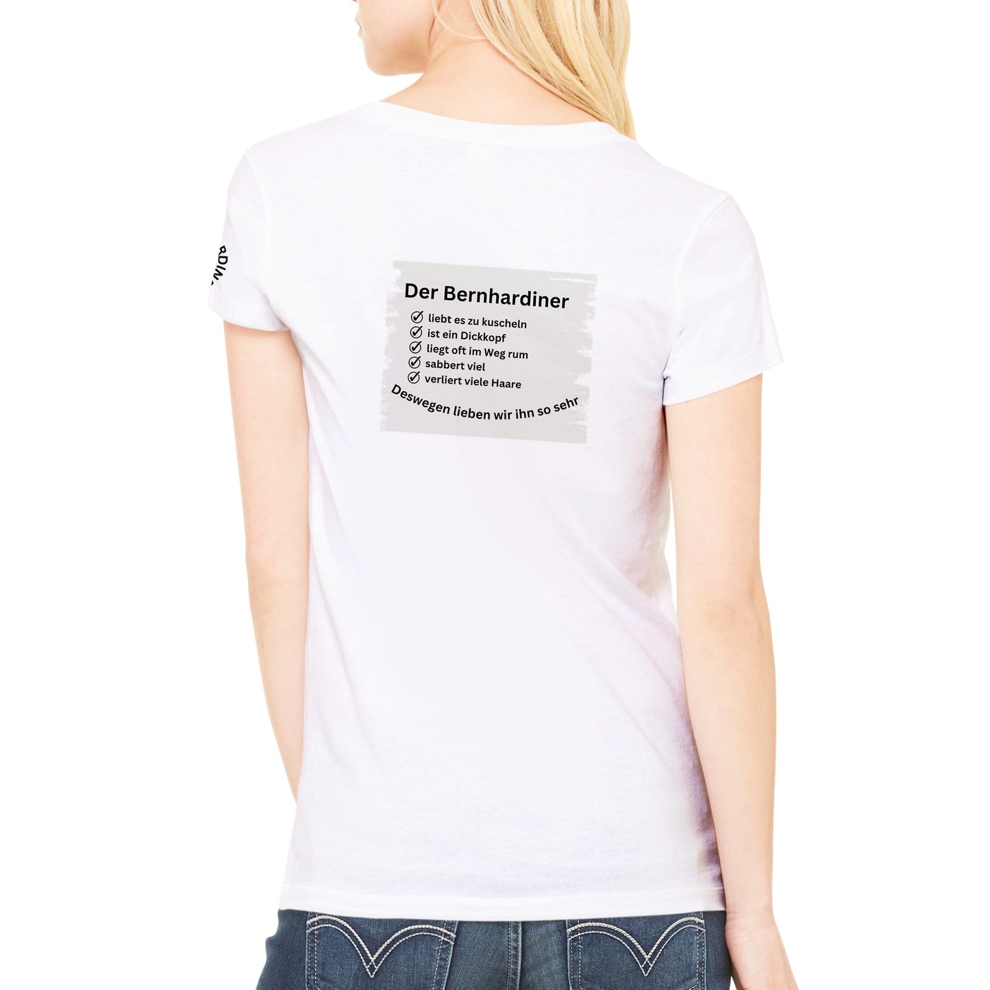 Der Bernhardiner White Edition Damen-T-Shirt mit V-Ausschnitt