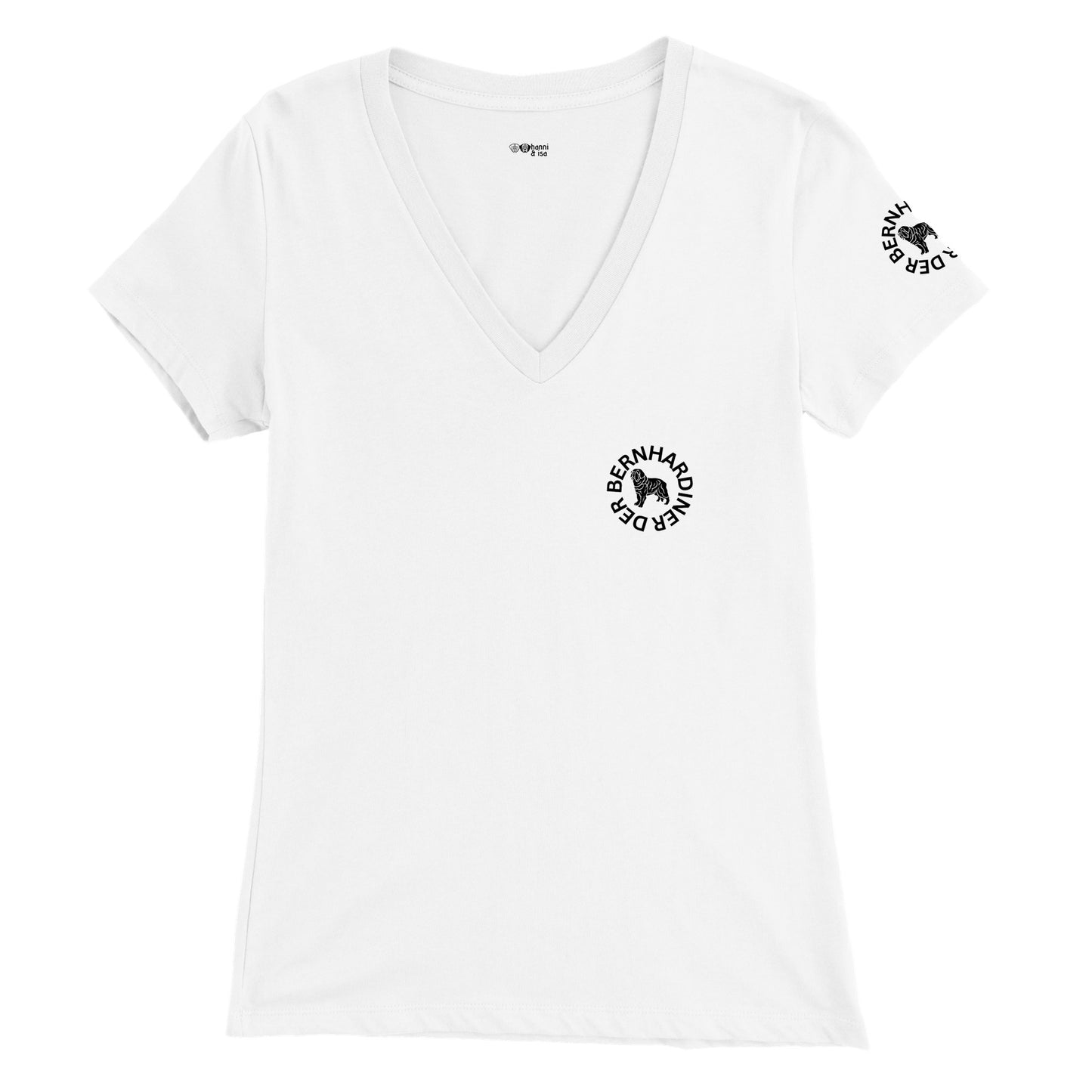 Der Bernhardiner White Edition Damen-T-Shirt mit V-Ausschnitt